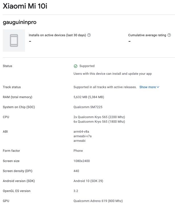 Xiaomi Mi 10i certifikacia_google play