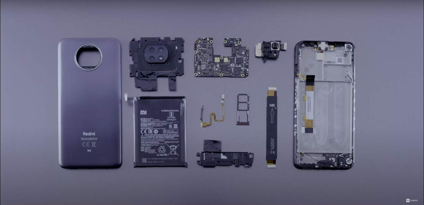 Xiaomi Redmi Note 9T deconstruction. Zdroj: Xiaomi