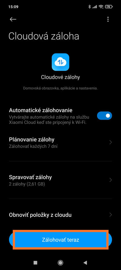 Xiaomi Cloud návod