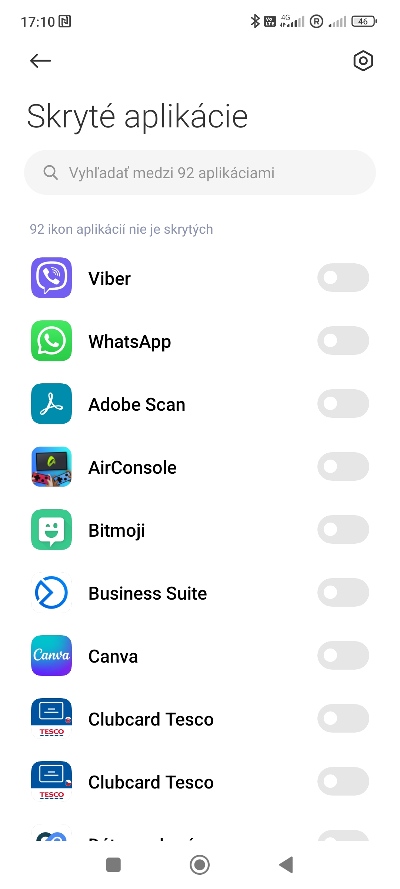 Skrytie aplikácií Xiaomi